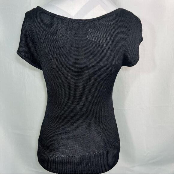 Ann Taylor Black Knit Ribbed Blouse XS - Picture 7 of 13